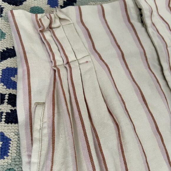 Anthropologie Edisto Paperbag Waist Striped White Pink Shorts (No Belt) - Picture 6 of 8
